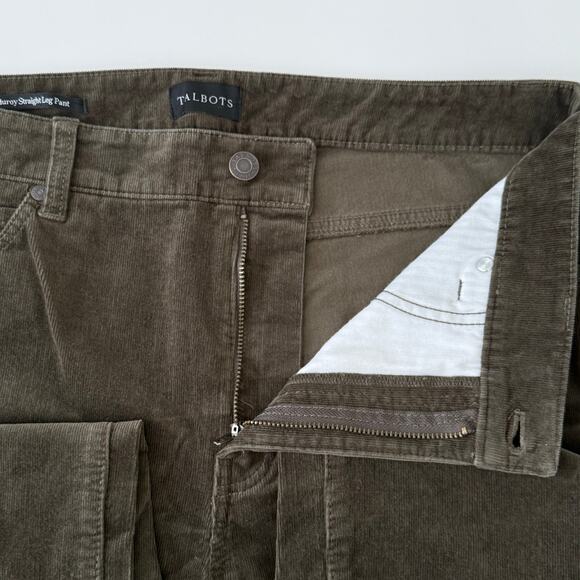 Talbots Dark Green Size 10 Corduroy Straight Leg Pant High Waist Stretch - Picture 5 of 11